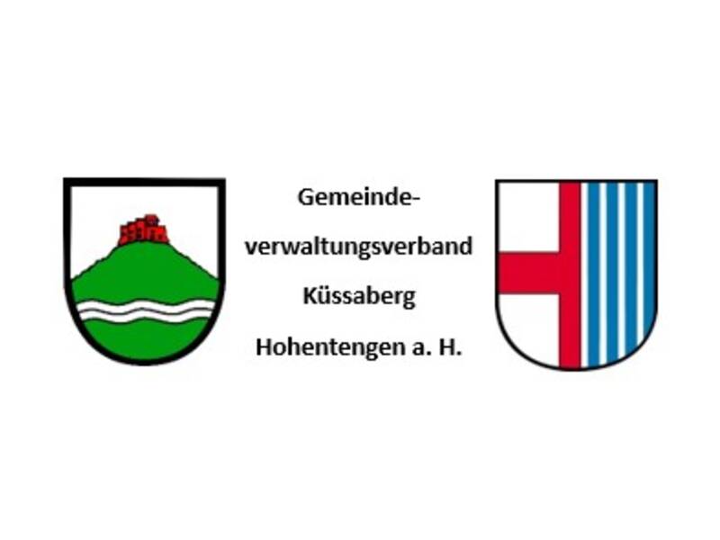 auf dem Bild links  Wappen der Gemeinde Küssaberg und rechts das Wappen der Gemeinde Hohentengen mit dem Schriftzug in der Mitte Gemeindeverwaltungsverband Küssaberg und Hohentengen a.H.