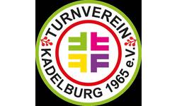 Das Bild zeigt ein rundes Logo des Turnvereins Kadelburg 1965 e.V. mit vier bunten stilisierten Buchstaben in der Mitte und einem grünen Rand.