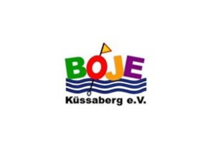 Das Logo zeigt den Schriftzug "BOJE" in bunten Buchstaben mit einem Wellenmuster und dem Text "Küssaberg e.V." darunter.